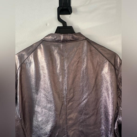 Boss Hugo Boss Silver Metallic Lamb Leather Jacket - Picture 7 of 12